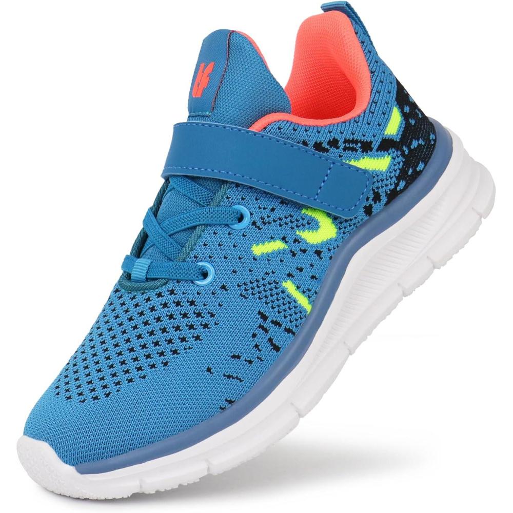 imageTobfis Boys Girls Kids Arch Support Strap Athletic Running Tennis School Shoes Breathable Walking Sneakers Better for Flat Feet ToddlerLittleBig KidNavy Orange