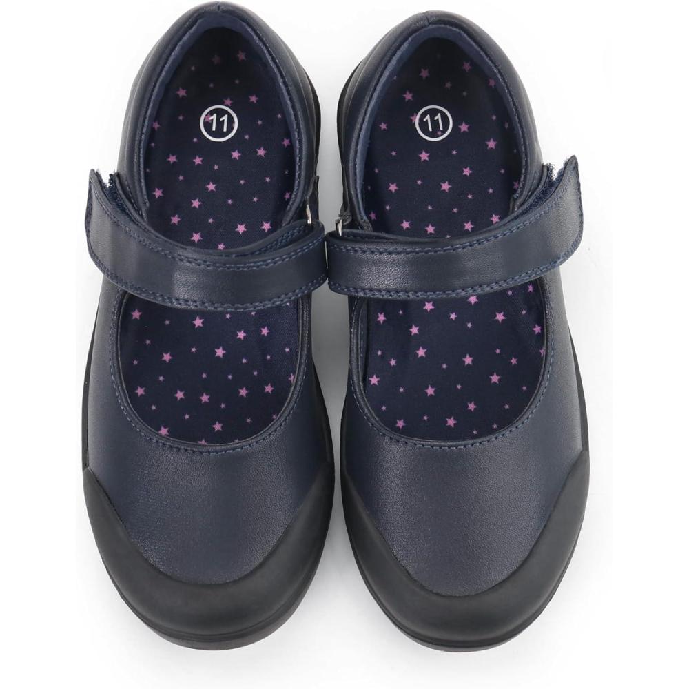 imageTobfis Girls Strap Mary Jane Flats Durable School Uniform Dress Shoes ToddlerLittle KidBig KidYouthNavy
