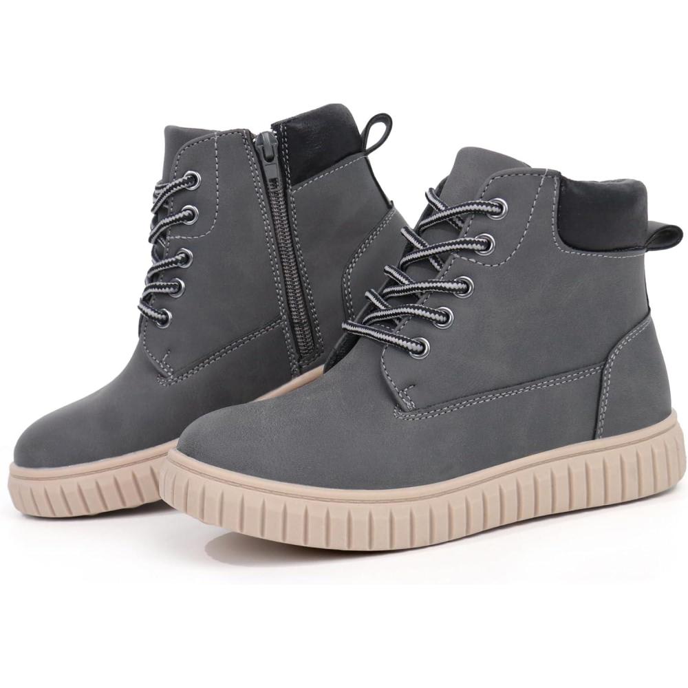 imageTobfis Kids Zipper Ankle Boots Kids Sneaker with BootLike High Top Design for Boys ampamp GirlsToddlerLittle KidBig KidDark Grey