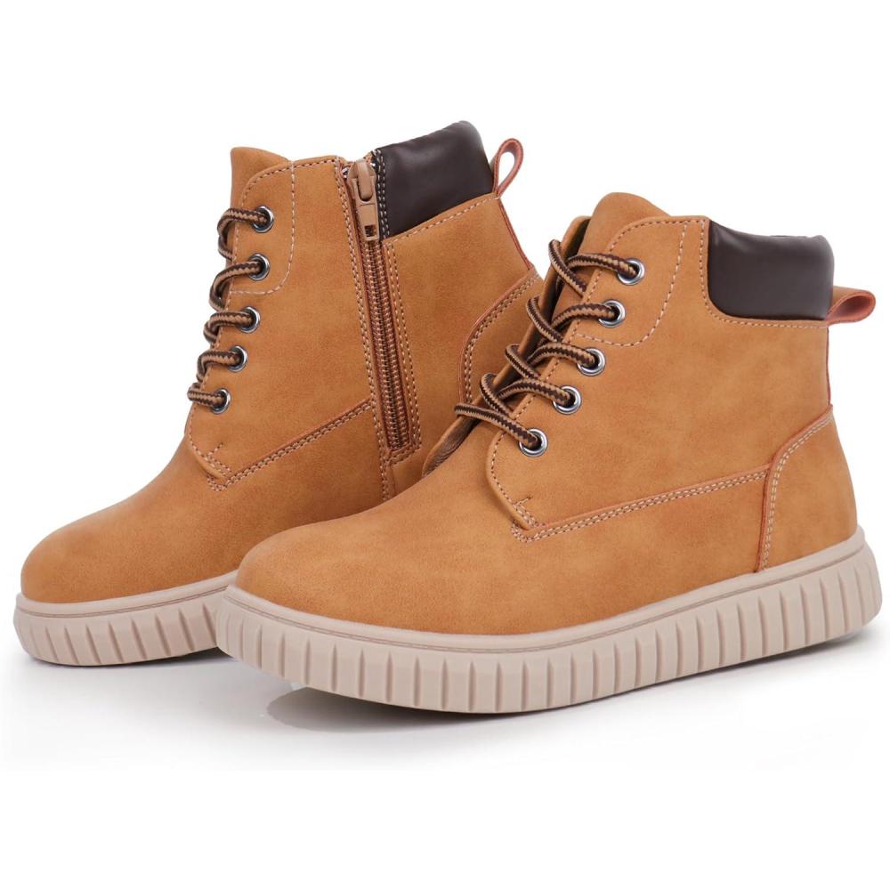 imageTobfis Kids Zipper Ankle Boots Kids Sneaker with BootLike High Top Design for Boys ampamp GirlsToddlerLittle KidBig KidTan