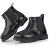 imageTobfis Girls Fashion Shiny Chelsea Boot Ankle BootsToddlerLittle KidBig KidBlack Shiny