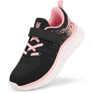 Tobfis Boys Girls Kids Arch Support Strap Running Athletic Tennis Shoes Breathable School Walking Sneakers Better for Flat Feet (Toddler/Little/Big Kid)(Black Pink)