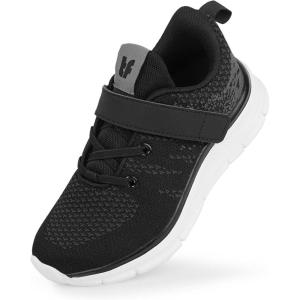 Tobfis Boys Girls Kids Arch Support Strap Running Athletic Tennis Shoes Breathable School Walking Sneakers Better for Flat Feet (Toddler/Little/Big Kid)(Black)