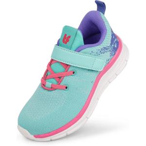Tobfis Boys Girls Kids Arch Support Strap Running Athletic Tennis Shoes Breathable School Walking Sneakers Better for Flat Feet (Toddler/Little/Big Kid)(Green Purple)