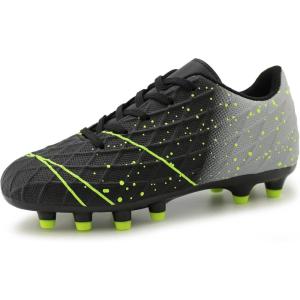 Tobfis Kids Athletic Outdoor Firm Ground Soccer Cleats Shoes(Toddler/Little Kid/Big Kid)(Black)