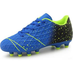 Tobfis Kids Athletic Outdoor Firm Ground Soccer Cleats Shoes(Toddler/Little Kid/Big Kid)(Blue)