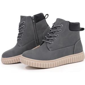 Tobfis Kids Zipper Ankle Boots Kids Sneaker with Boot-Like High Top Design for Boys & Girls(Toddler/Little Kid/Big Kid)(Dark Grey)