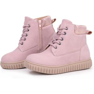 Tobfis Kids Zipper Ankle Boots Kids Sneaker with Boot-Like High Top Design for Boys & Girls(Toddler/Little Kid/Big Kid)(Pink)