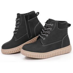Tobfis Kids Zipper Ankle Boots Kids Sneaker with Boot-Like High Top Design for Boys & Girls(Toddler/Little Kid/Big Kid)(Black)